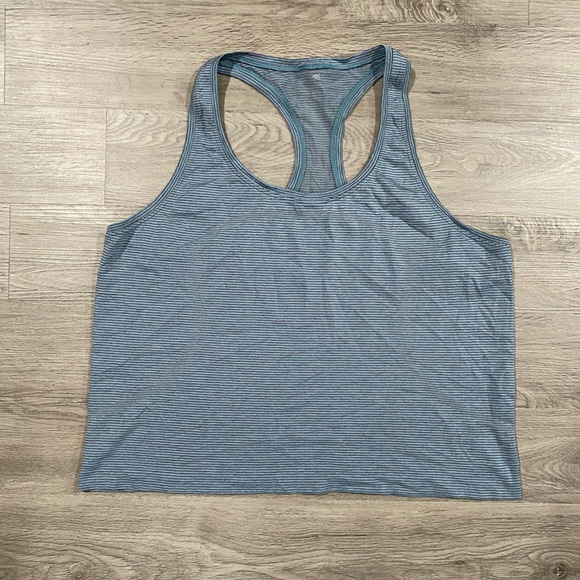 lululemon athletica Tops - Lululemon‎ Swiftly Tech Cropped Striped Blue Racerback Tank Top